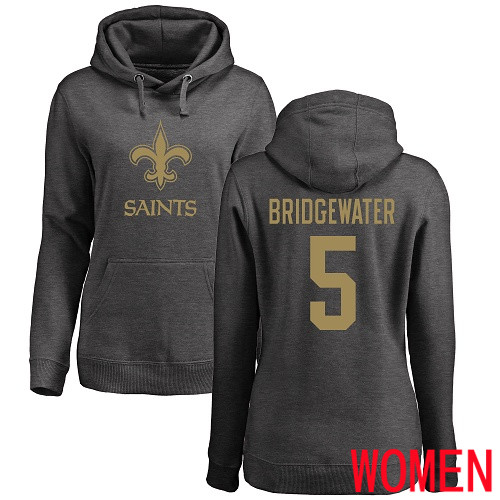 New Orleans Saints Ash Women Teddy Bridgewater One Color NFL Football 5 Pullover Hoodie Sweatshirts